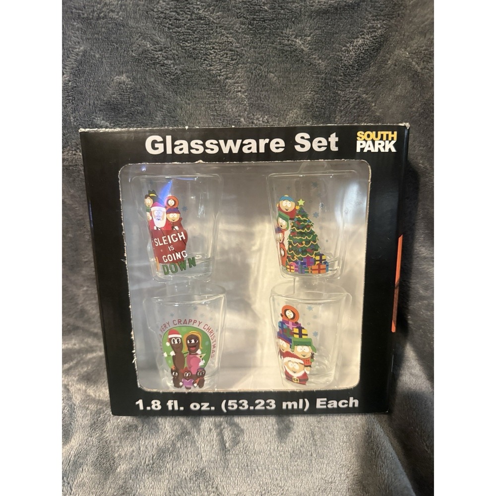 South Park‎ Cartman Kenny Stan Kyle Mr Hankey Christmas 4pc Shot Glass Set NEW